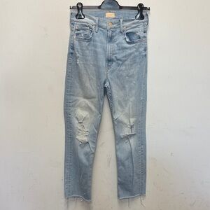 MOTHER high waisted rider ankle fray jeans